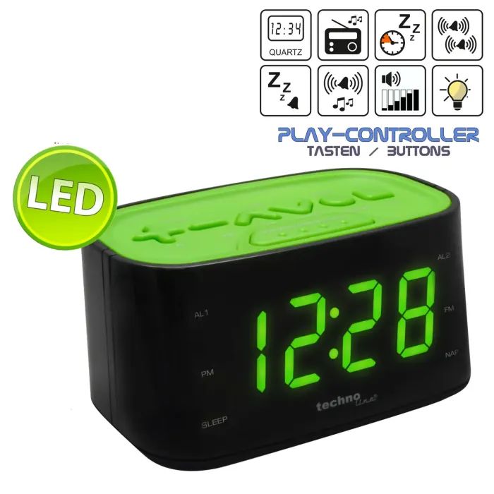 Настольные часы Technoline WT465 з радіо Black/Green (WT465 grun) (DAS301825) изображение 5