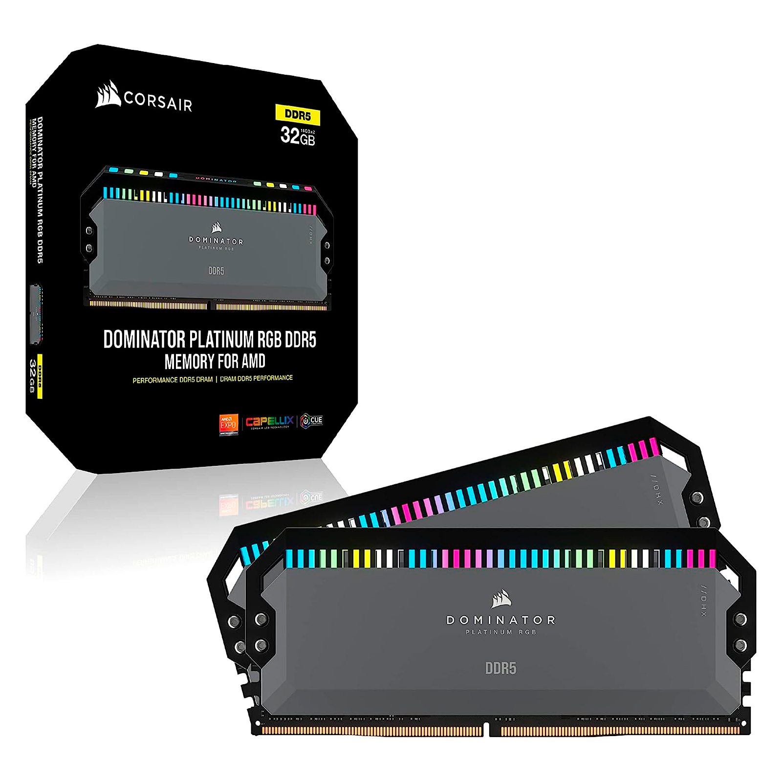 Модуль пам'яті для комп'ютера DDR5 64GB (2x32GB) 6000 MHz Dominator Platinum RGB Gray Corsair (CMT64GX5M2B6000Z30) зображення 5