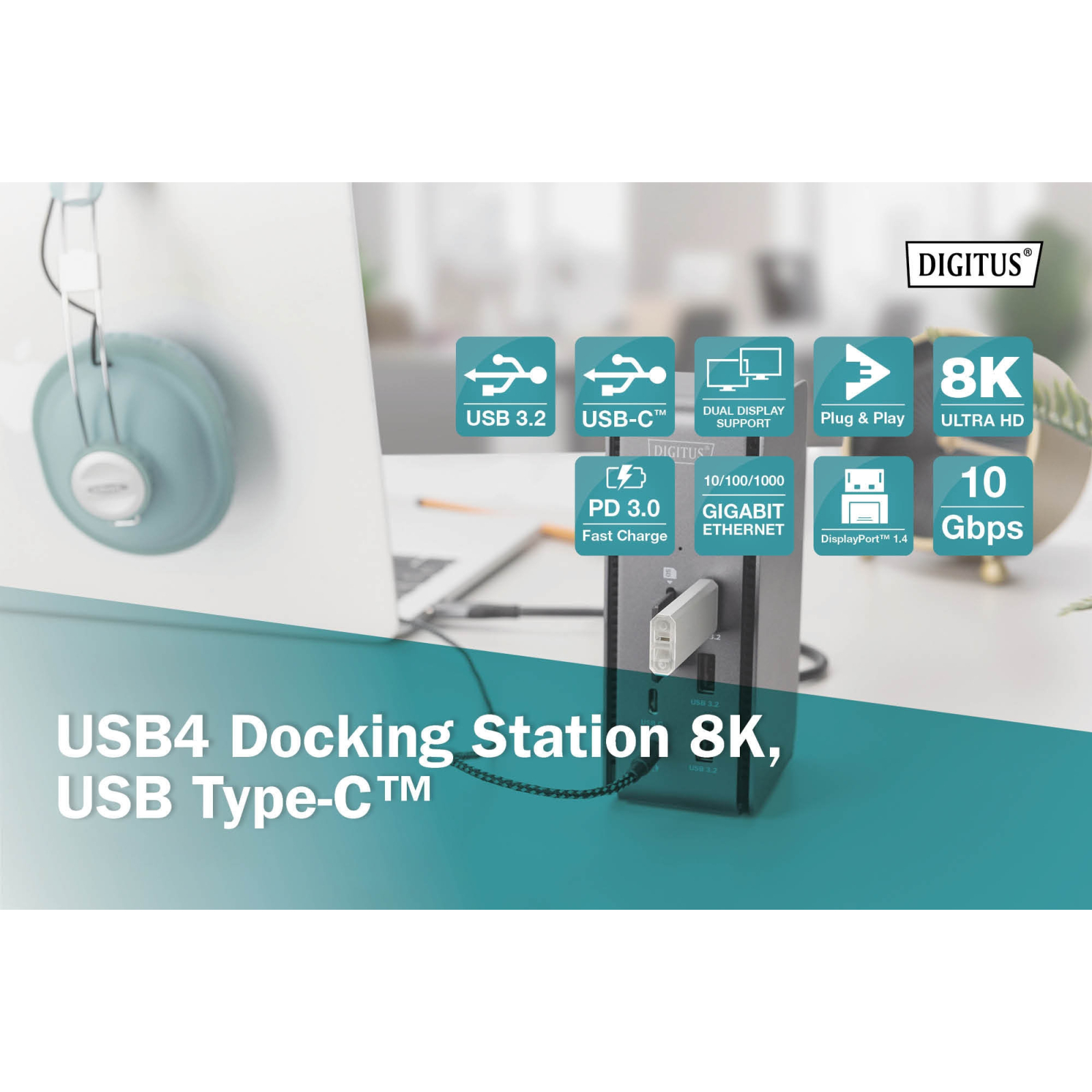 Порт-реплікатор Digitus USB 4 Docking Station 8K, USB Type-C, 14 Port (DA-70897) зображення 11