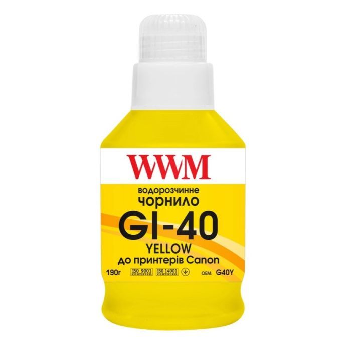 Чорнило WWM Canon GI-40 для G5040/G6040 190г Yellow (KeyLock) (G40Y)