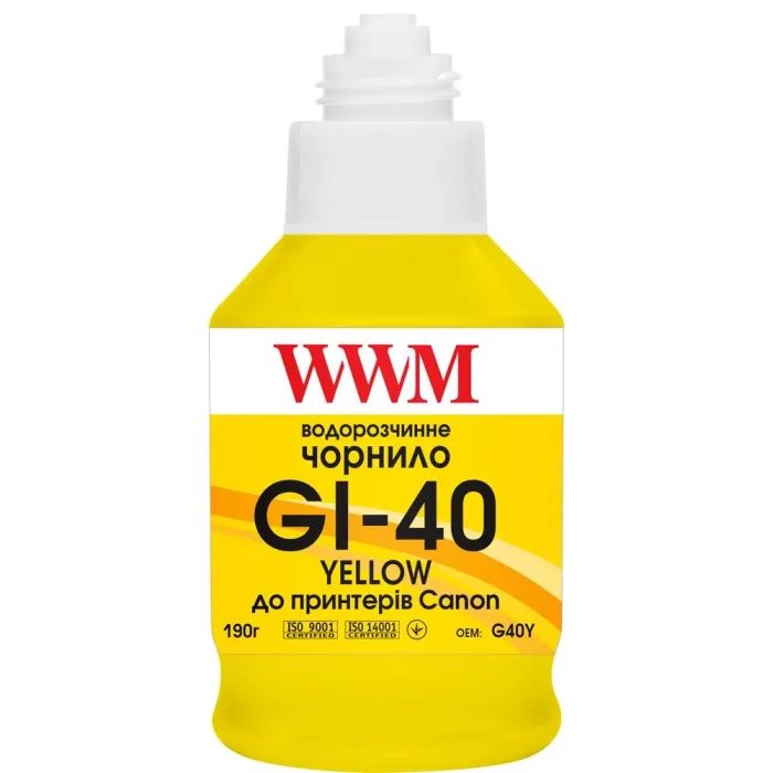 Чорнило WWM Canon GI-40 для G5040/G6040 190г Yellow (KeyLock) (G40Y) зображення 2