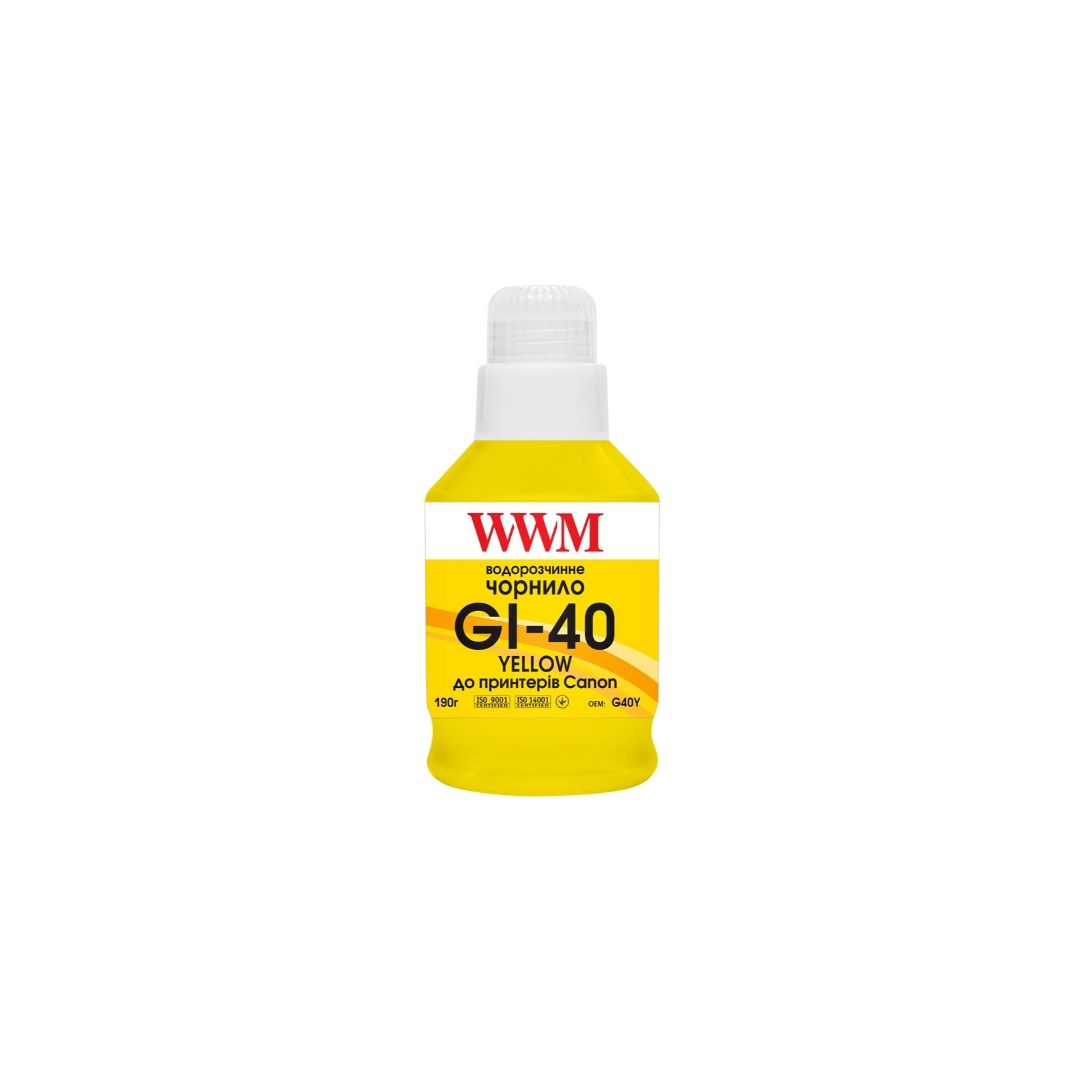 Чернила WWM Canon GI-40 для G5040/G6040 190г Yellow (KeyLock) (G40Y)