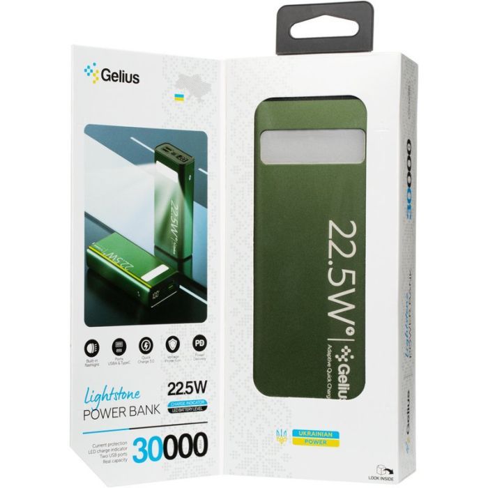 Батарея универсальная Gelius Lightstone GP-PB300 30000mAh QC+PD (22.5W) Green (00000090465) изображение 11