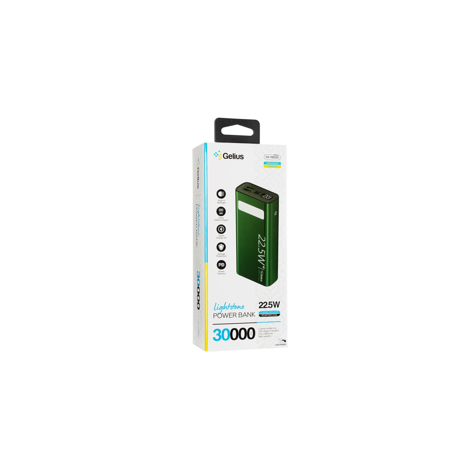 Батарея универсальная Gelius Lightstone GP-PB300 30000mAh QC+PD (22.5W) Green (00000090465) изображение 8