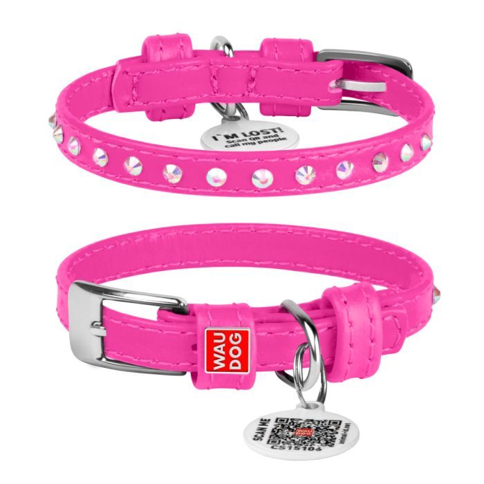 Ошейник для животных WAUDOG Glamour з QR-паспортом з стразами XXS2 Ш 9 мм Д 19-25 см ментоловий (325213)