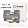 Лента для принтера этикеток UKRMARK B-T331P, ламинированная, 12мм х 8м, gold on white, аналог TZe331 (00783)