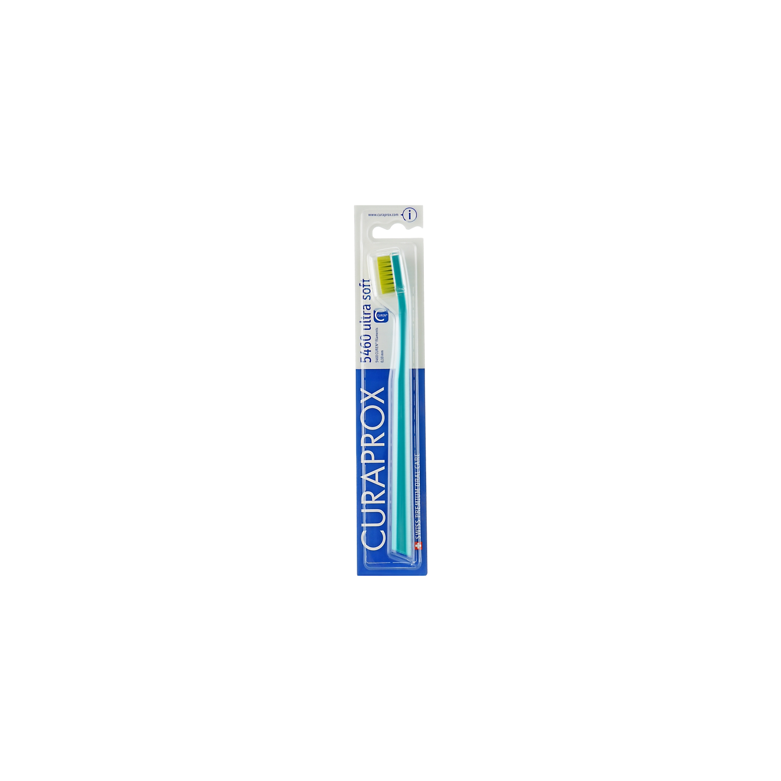 Зубна щітка Curaprox CS 5460 Ultra Soft Ультрам'яка D 0.10 мм Бірюзова із салатовою щетиною (CS 5460-29)