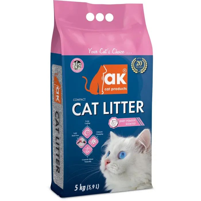 Наповнювач для туалету AK Cat Products Бентонітовий Compact Cat Litter дитяча присипка 5 кг (AKMN009)