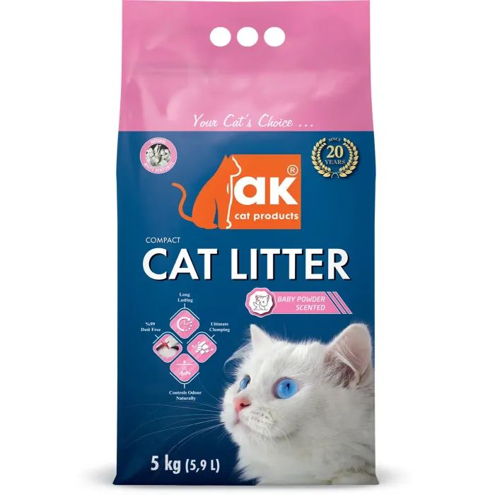 Наповнювач для туалету AK Cat Products Бентонітовий Compact Cat Litter дитяча присипка 5 кг (AKMN009) зображення 2