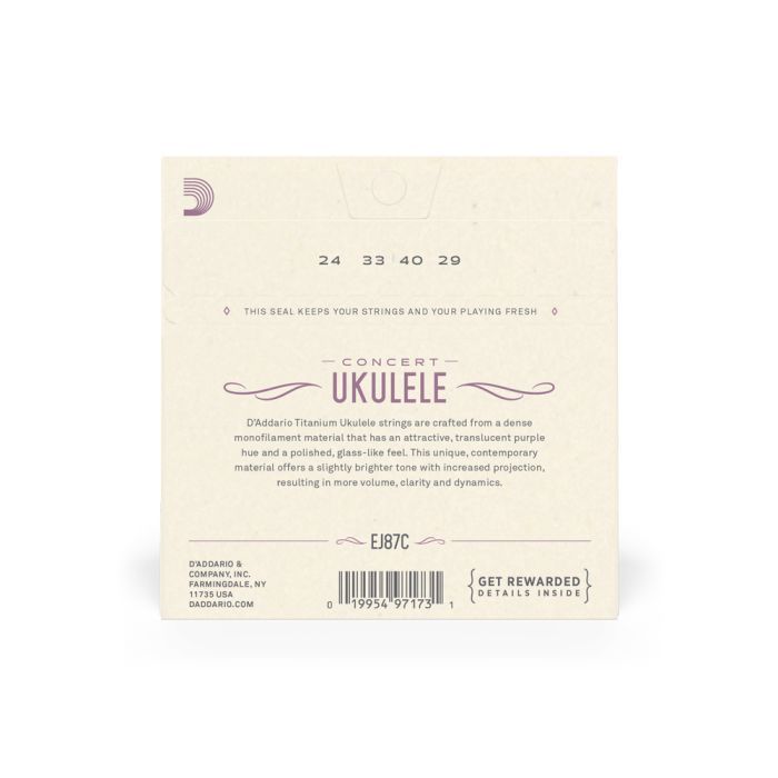 Струны для гитары D'Addario Titanium Ukulele Concert (EJ87C) изображение 3