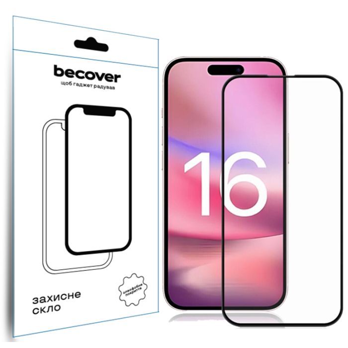 Стекло защитное BeCover Apple iPhone 16 Black (712122)