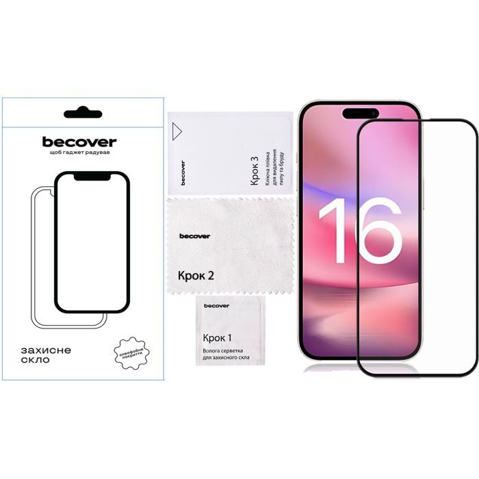 Стекло защитное BeCover Apple iPhone 16 Black (712122) изображение 4