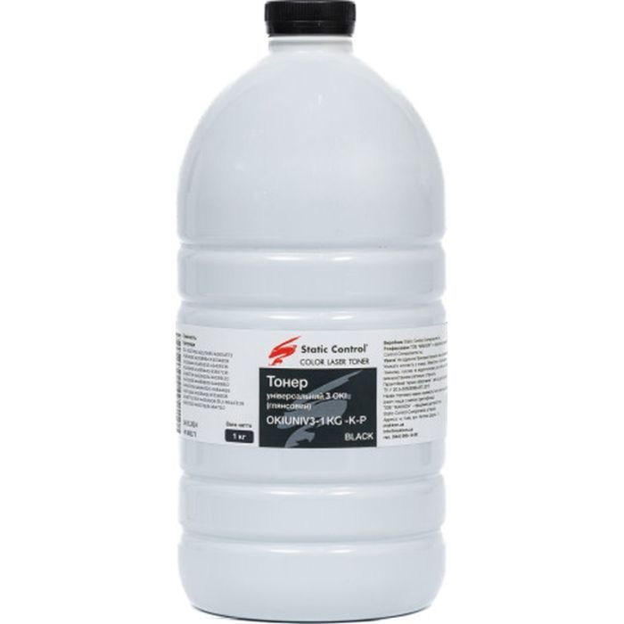 Тонер Okidata 3 (Glossy) 1кг black фасовка Static Control (OKIUNIV3-1KG-K-P)