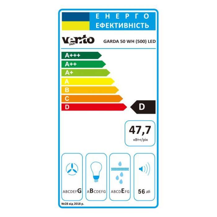 Витяжка кухонна Ventolux GARDA 50 BK (500) LED зображення 8