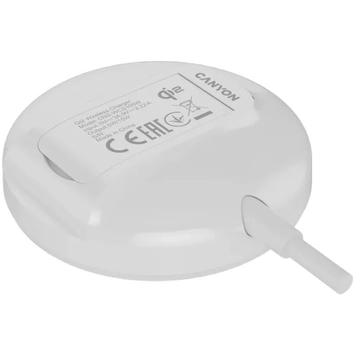 Зарядний пристрій Canyon wireless charger WS-105 15W Qi2 White (CNS-WCS105W) зображення 5