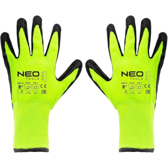 Захисні рукавиці Neo Tools утеплені, латексне покриття, поліестер, р.10, зелено чорні (97-613-10) зображення 6