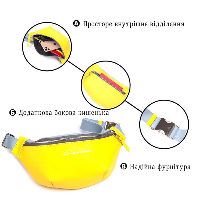 Сумка Grande Pelle Желто-голубая (16760) изображение 4