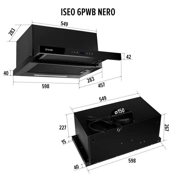 Вытяжка кухонная Perfelli ISEO 6PWB NERO изображение 11