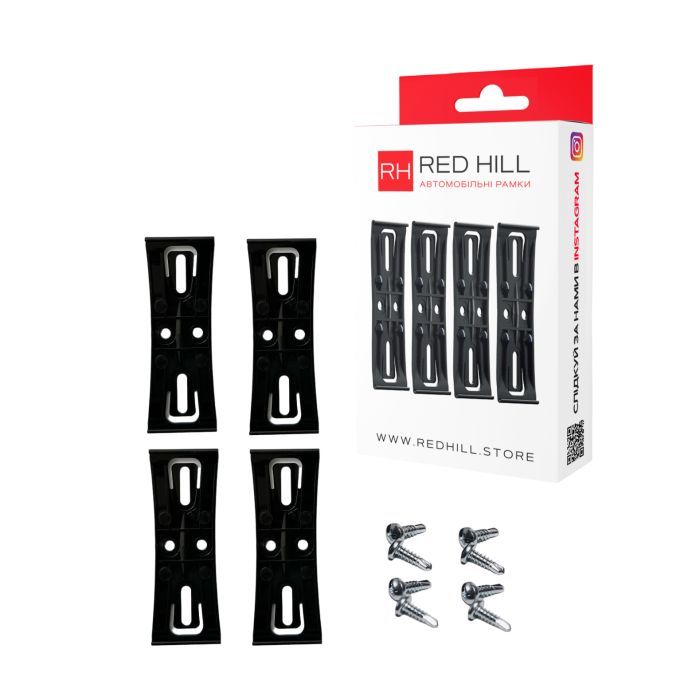 Рамка номерного знака RedHill невидимки чорні к-т 4шт (24-053-IS)