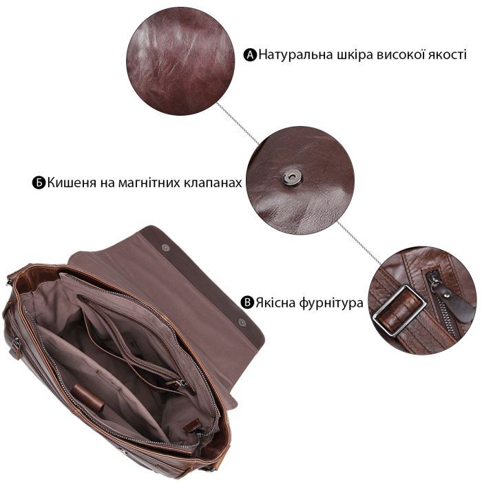 Сумка Vintage Коричневая (14425) изображение 4