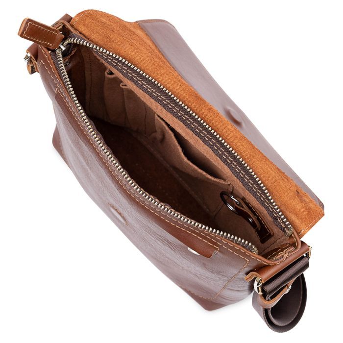 Сумка Grande Pelle Кожаная мужская через плечо Коричневая (11567) изображение 6