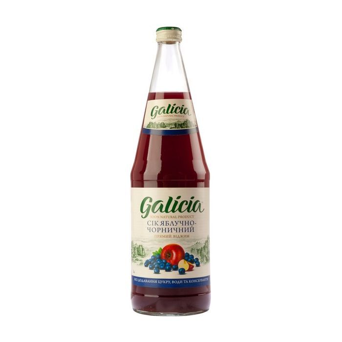 Сок Galicia Яблочно-черничный прямого отжима неосвещенный 1 л с/б (4820209560176)