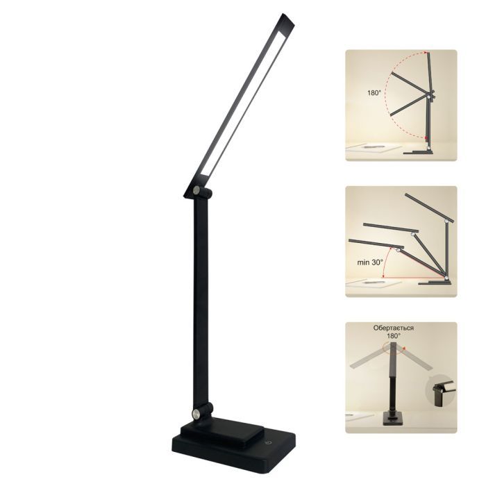 Настольная лампа Євросвітло LED акумуляторна Ridy-10-2-PWR 10 Вт чорна изображение 3