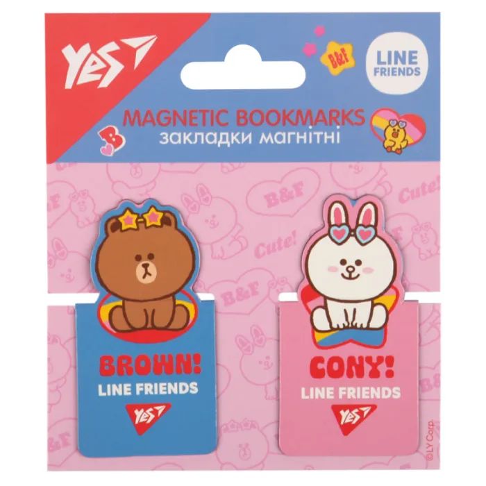 Закладки для книг Yes магнітні Line Friends, висікання, 2 шт (708399)