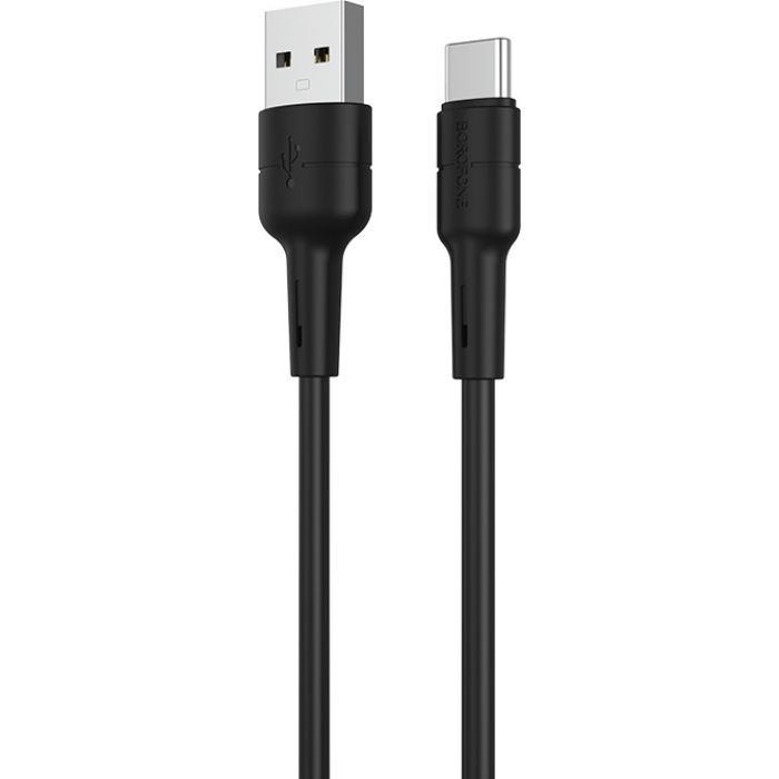 Дата кабель USB 2.0 AM to USB-C 1.0m 3A silicone BX30 black BOROFONE (6931474706928)