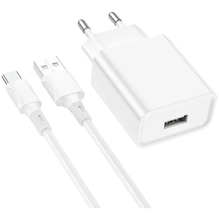 Зарядное устройство BOROFONE BA74A Aspirer USB + cable USB to USB-C White (6974443388671)