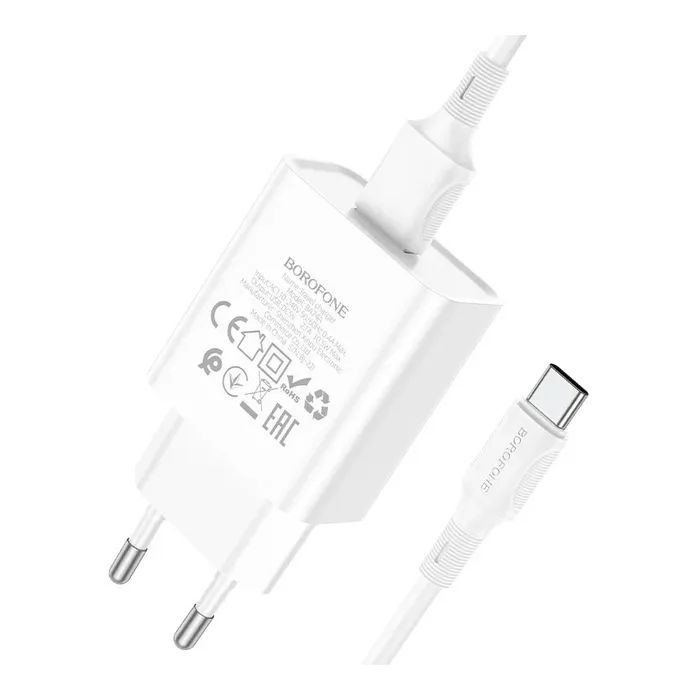 Зарядное устройство BOROFONE BA74A Aspirer USB + cable USB to USB-C White (6974443388671) изображение 4