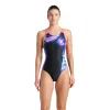 Купальник Arena Dreamhline Swimsuit V Back 008328-500 чорний, фіолетовий, бірюзовій 44 (3468337427988)