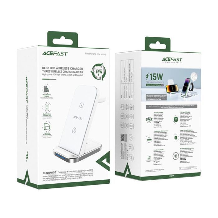 Зарядний пристрій Acefast E15 Wireless QI 3in1 15W Black (6974316281986) зображення 4