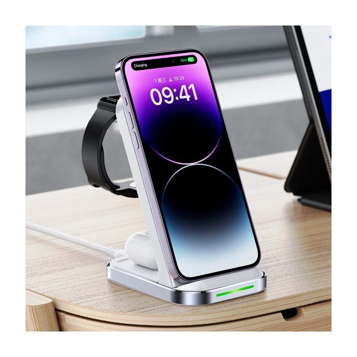 Зарядний пристрій Acefast E15 Wireless QI 3in1 15W Black (6974316281986) зображення 6