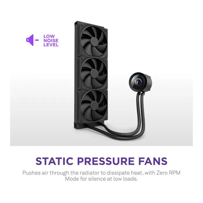 Система жидкостного охлаждения NZXT Kraken Plus V2 360mm AIO liquid cooler w/Displ (RL-KN360-B2) изображение 3