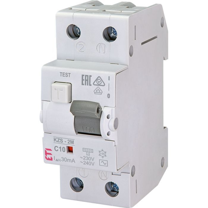 Дифференциальный автоматический выключатель ETI KZS-2M C 10/0,03 тип AC (10kA)