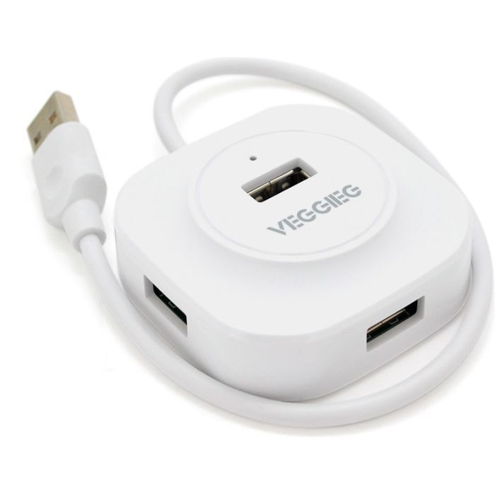 Концентратор VEGGIEG USB 2.0 to 4xUSB 0.3m white (V-U2407)