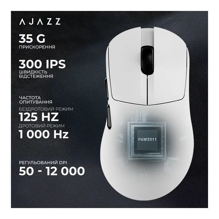 Мишка Ajazz AJ179 V2 MAX Wireless/Bluetooth/USB White (AJ179-V2-MAX-W) зображення 10