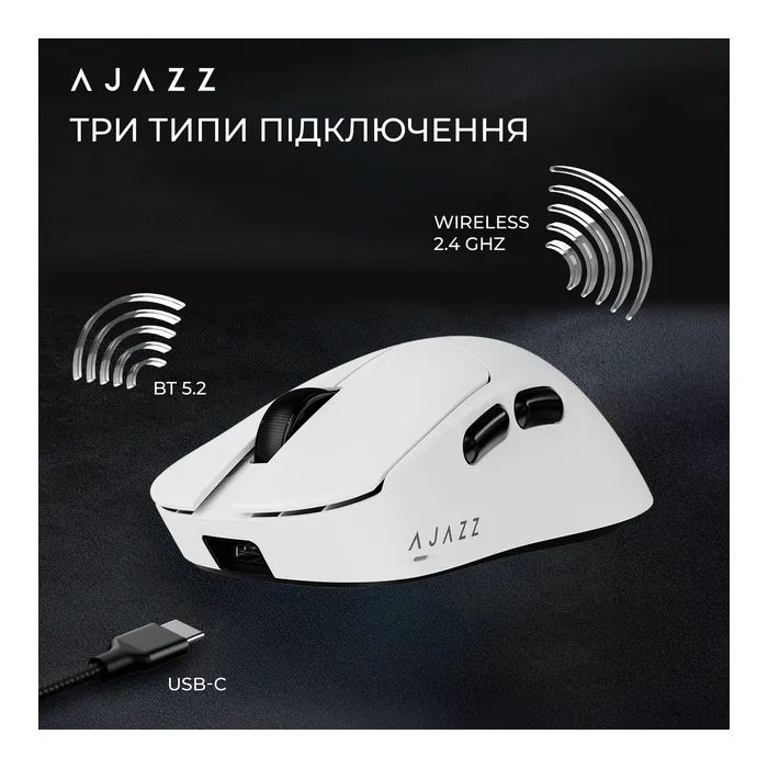 Мишка Ajazz AJ179 V2 MAX Wireless/Bluetooth/USB White (AJ179-V2-MAX-W) зображення 11