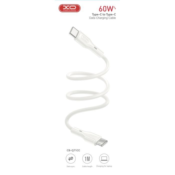 Дата кабель USB-C to USB-C 1.0m 60W XO (CB-Q71CC) изображение 2