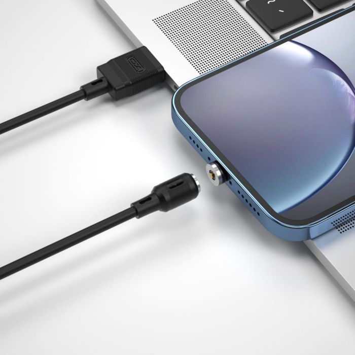 Дата кабель USB 2.0 AM to Lightning 1.0m 2.1A magnetic pvc black XO (NB187-L-1-BK) изображение 2