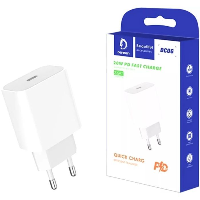 Зарядное устройство Denmen USB-C PD20W 3.6A white (DM-DC06-WH) изображение 4