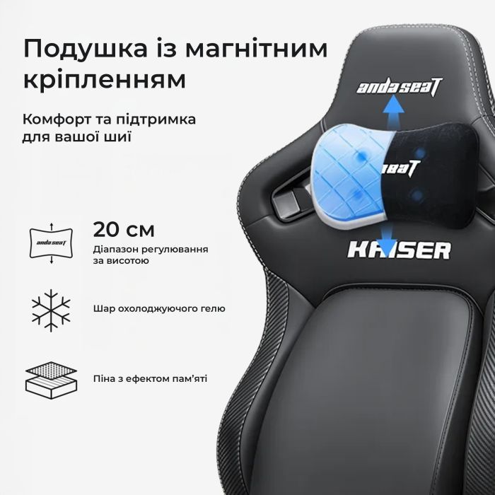 Кресло игровое Anda Seat Kaiser 4 V2 Fabric Size XL Carbon Black (AD12YDDC-XLL-20-B-CF-03) изображение 11