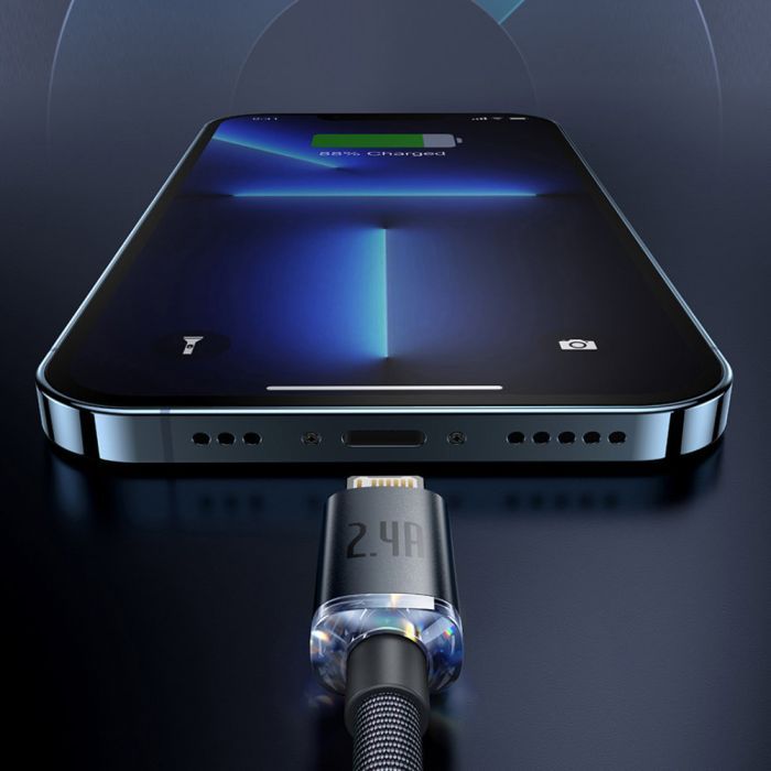 Дата кабель USB 2.0 AM to Lightning 1.2m 2.4A blue Baseus (CAJY000003) зображення 7