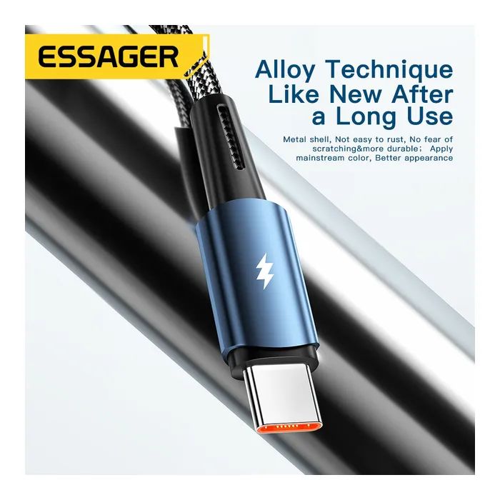 Дата кабель USB 2.0 AM to USB-C 1.0m 120W blue Essager (EXC120-CG03-P) зображення 4