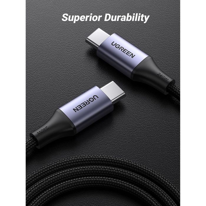 Дата кабель USB-C to USB-C 1.0m 240W US535 space gray Ugreen (15311) зображення 5