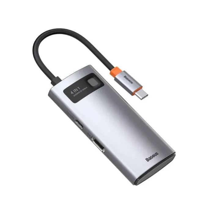 Концентратор Baseus USB-C 4-in-1 3xUSB 3.0 + RJ45 1000Mbps gray (WKWG070113) изображение 3