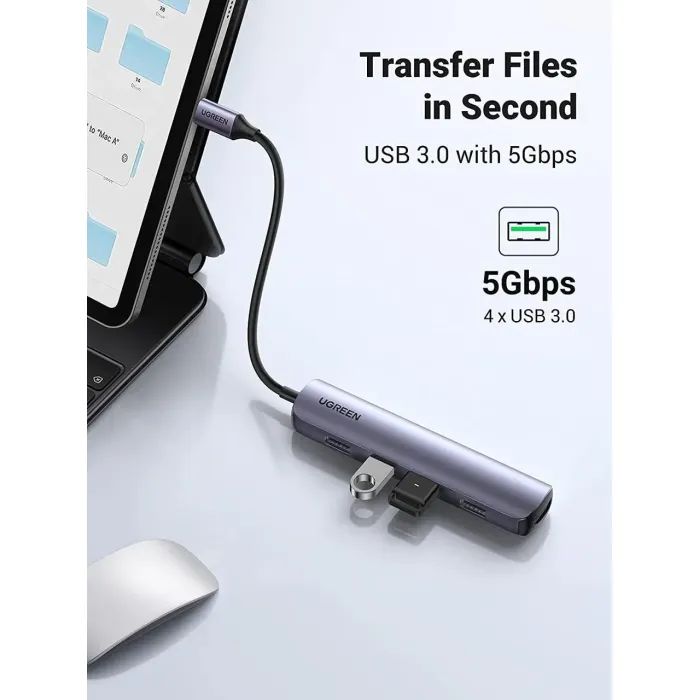 Концентратор Ugreen USB-C to 4xUSB 3.0 + HDMI CM417 gray (20197) зображення 8 Концентратор Ugreen USB-C to 4xUSB 3.0 + HDMI CM417 gray (20197) зображення 8