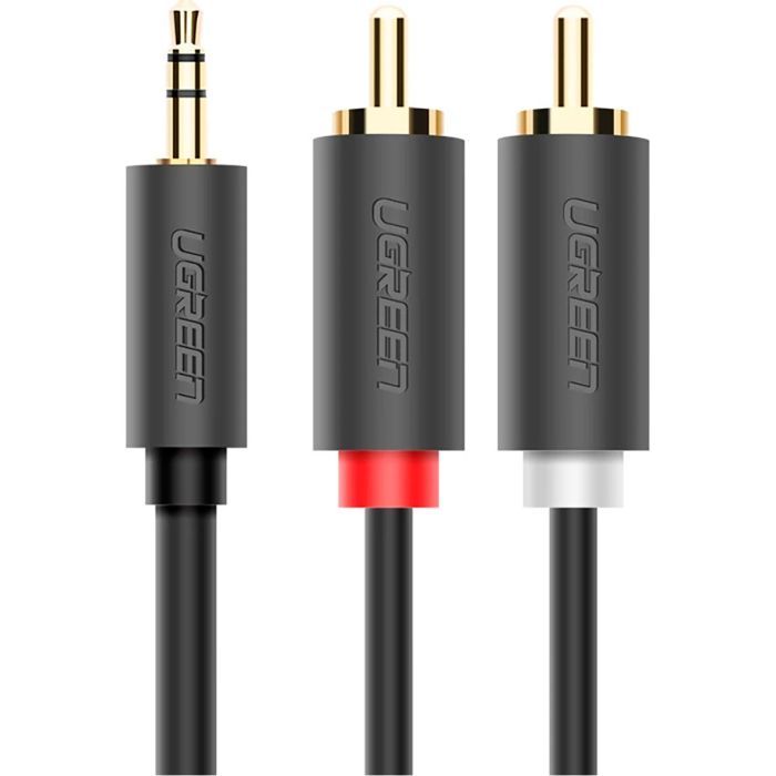 Кабель мультимедийный 3.5mm M to 2xRCA M 2.0m AV102 black Ugreen (10510) > цены в Киеве и Украине Кабель мультимедийный 3.5mm M to 2xRCA M 2.0m AV102 black Ugreen (10510)