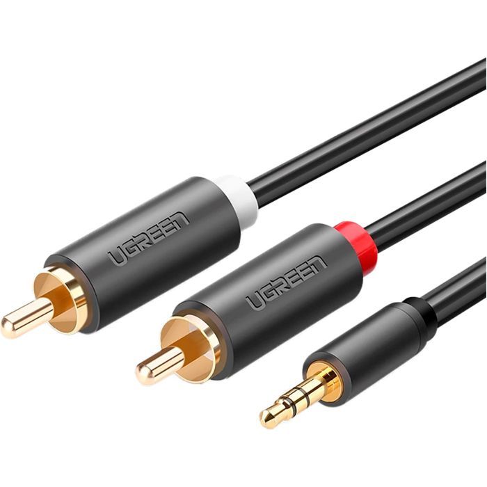 Кабель мультимедийный 3.5mm M to 2xRCA M 2.0m AV102 black Ugreen (10510) изображение 2 Кабель мультимедийный 3.5mm M to 2xRCA M 2.0m AV102 black Ugreen (10510) изображение 2